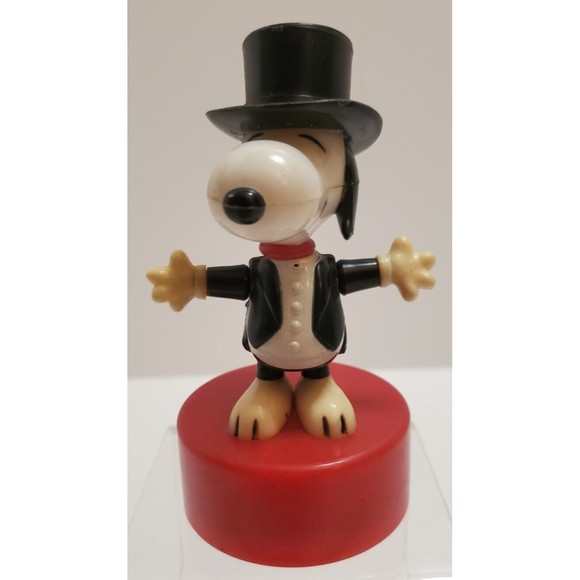 Peanuts Snoopy Vintage IDEAL Finger Push Button Puppet Top Hat Tuxedo Open Arms - Picture 1 of 4